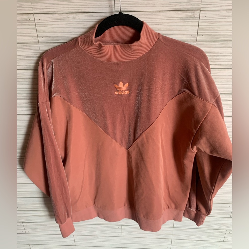 Adidas Women’s Rose Dust Velour Crewneck Sweater